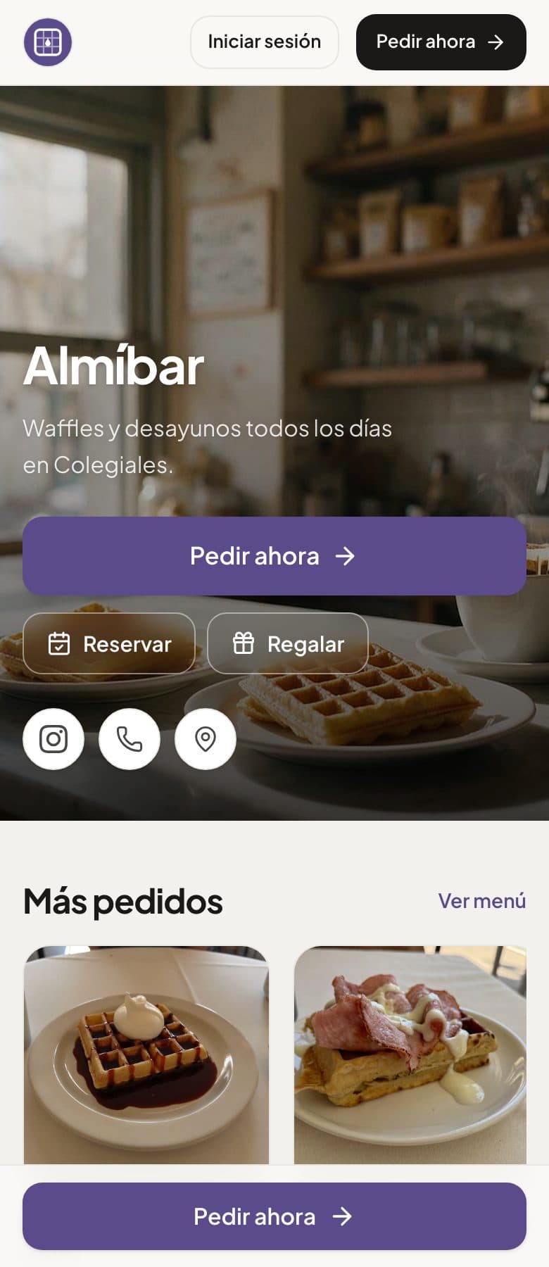 La página de Almíbar en PedíAcá