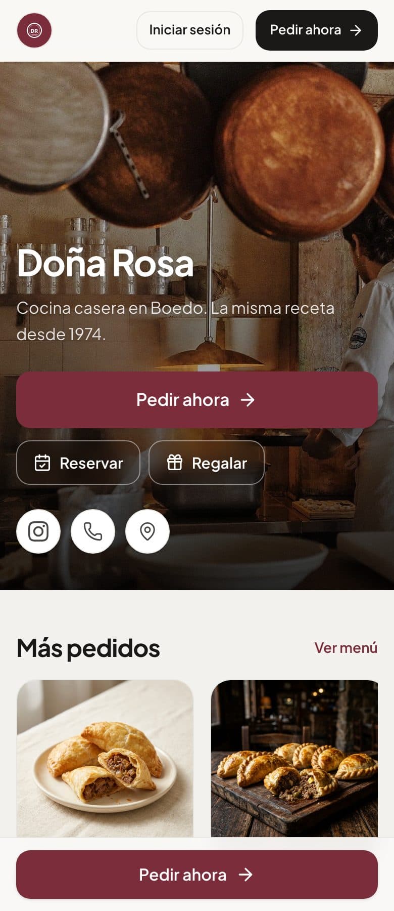 La página de Doña Rosa en PedíAcá