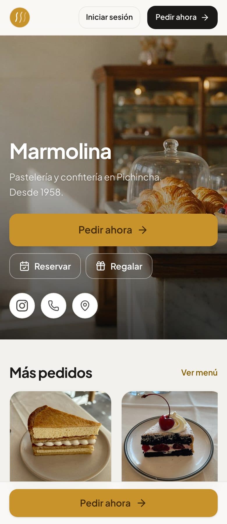 La página de Marmolina en PedíAcá