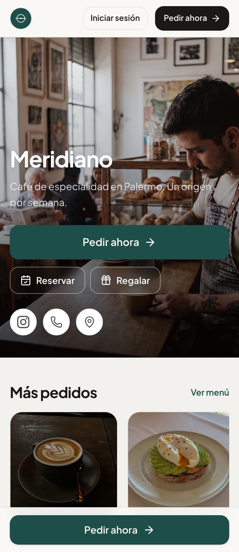 La página de Meridiano en PedíAcá