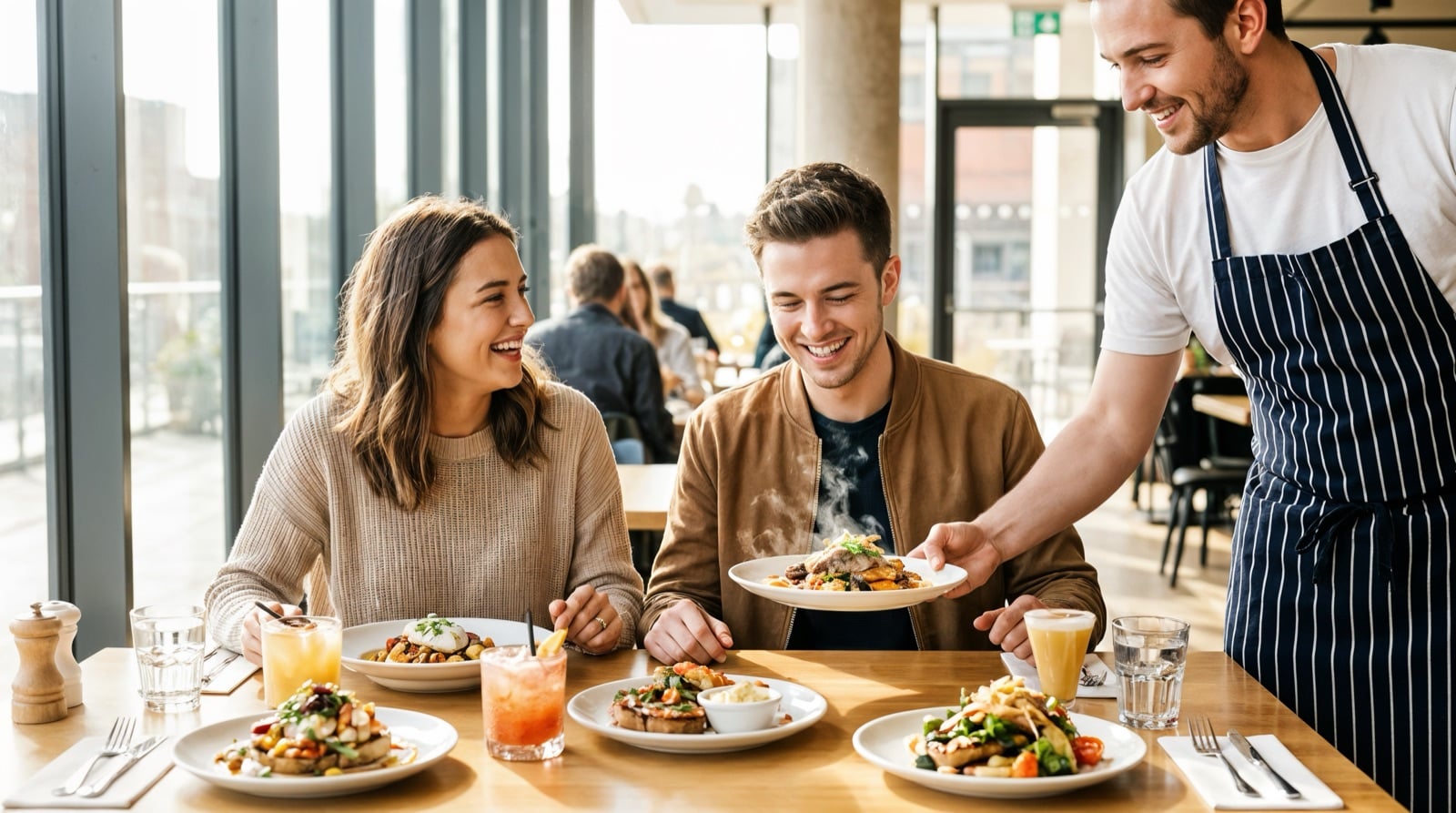 Comensales pidiendo desde la mesa en un restaurante