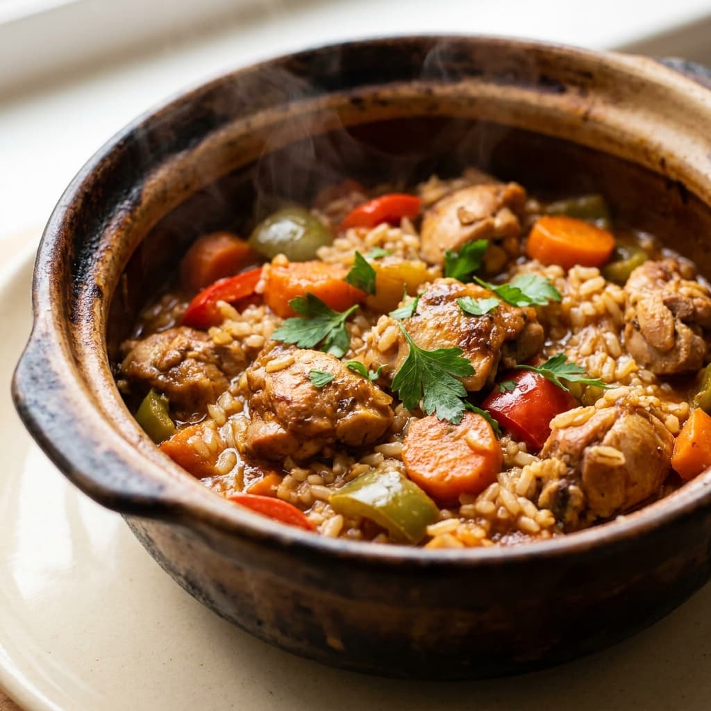 Guiso de arroz con pollo