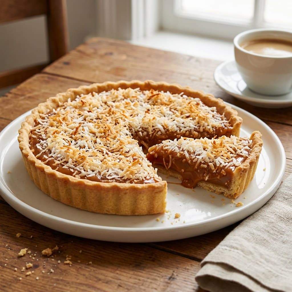 Tarta de coco y dulce de leche